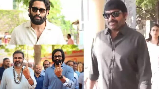 Prominent Figures Chiranjeevi, Naga Chaitanya, Mohan Babu, and More Exercise Voting Rights in AP Assembly and Lok Sabha Elections