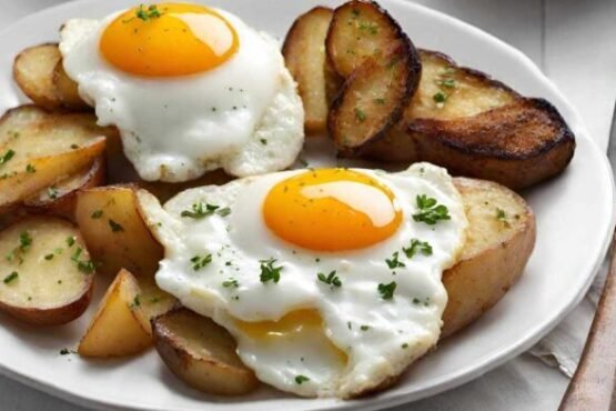 Potato Coins with Fried Eggs