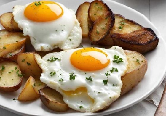 Potato Coins with Fried Eggs