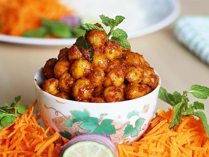 Zero-oil Masala Chickpeas