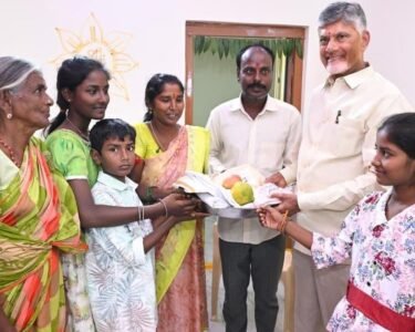 Chief Minister Chandrababu Naidu Presents New Clothes to Housing Beneficiaries