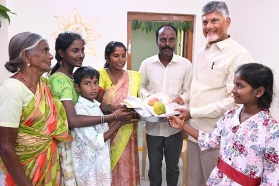 Chief Minister Chandrababu Naidu Presents New Clothes to Housing Beneficiaries
