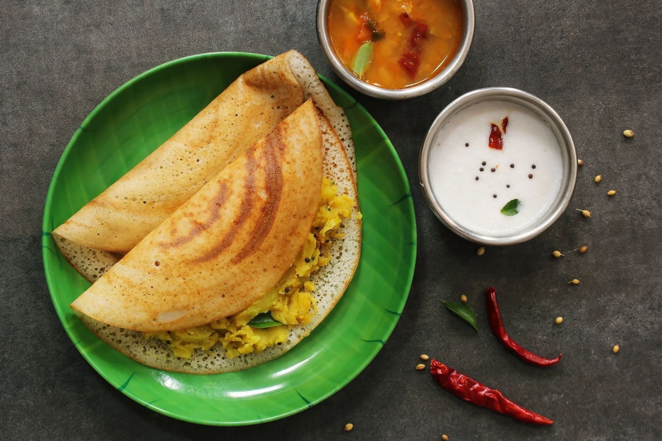 Masala Dosa with Coconut Chutney