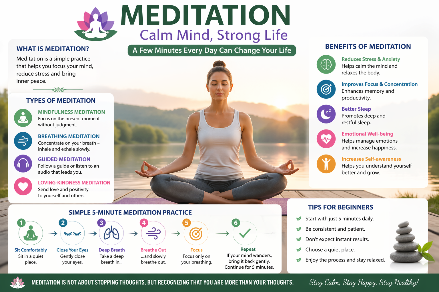 🧘‍♀️ Meditation Topic: “Calm Mind, Strong Life – The Power of Daily Meditation”