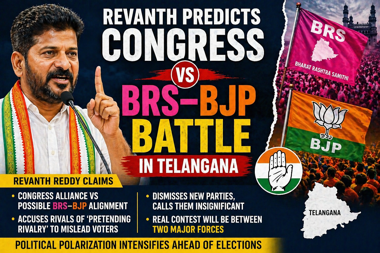 Revanth Predicts Congress vs BRS–BJP Battle