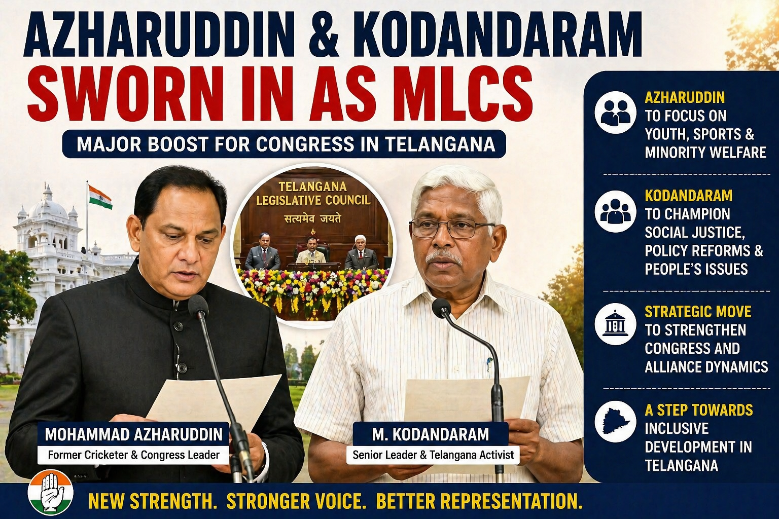 Azharuddin & Kodandaram Sworn in as MLCs