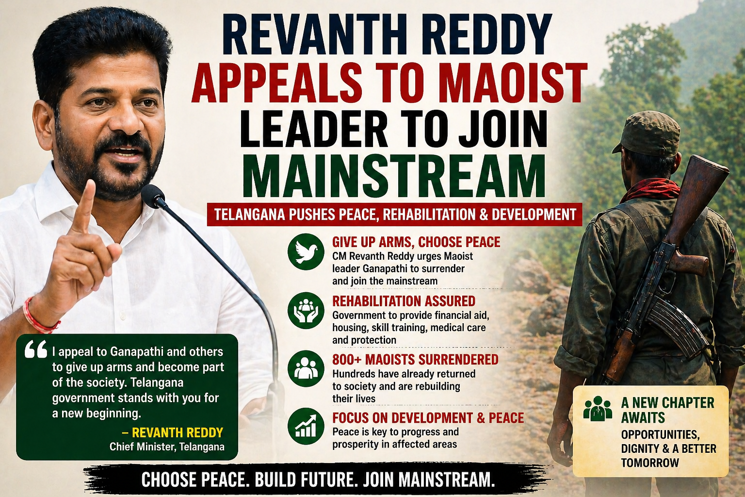 Revanth Reddy Appeals to Maoist Leader to Join Mainstream