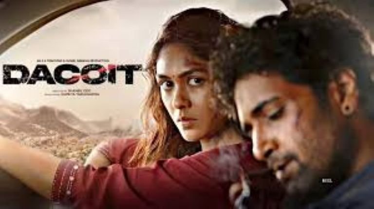 Dacoit Oka Prema Katha Telugu movie poster starring Adivi Sesh and Mrunal Thakur