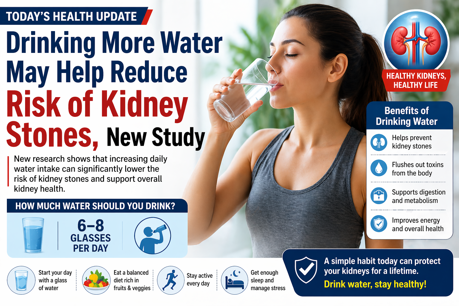 Drinking More Water May Help Reduce Risk of Kidney Stones, New Study Suggests