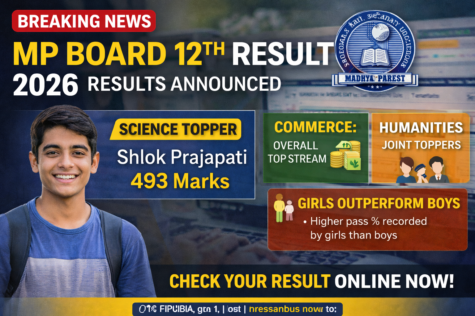 MP Board 12th Result 2026 Declared: Shlok Prajapati Tops Science Stream, Girls Outshine Boys in Overall Performance