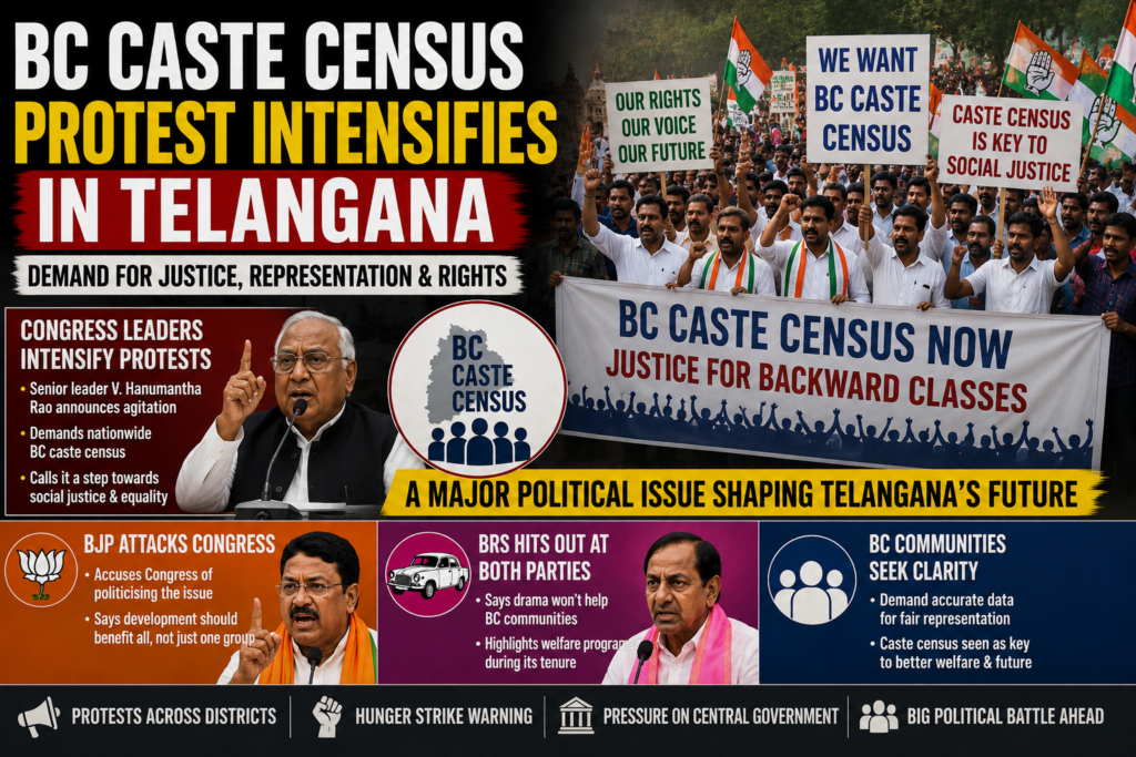 BC caste census protest intensifies in Telangana