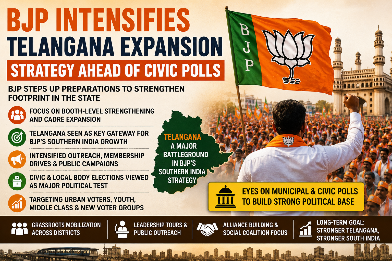 BJP Intensifies Telangana Expansion Strategy Ahead of Civic Polls