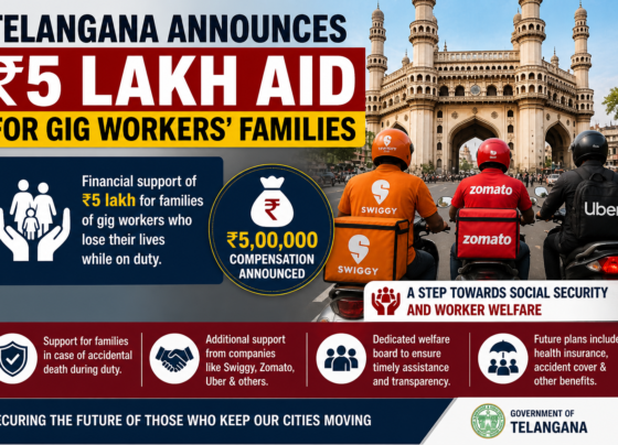 Telangana Announces ₹5 Lakh Aid for Gig Workers’ Families