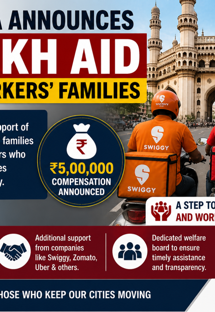 Telangana Announces ₹5 Lakh Aid for Gig Workers’ Families