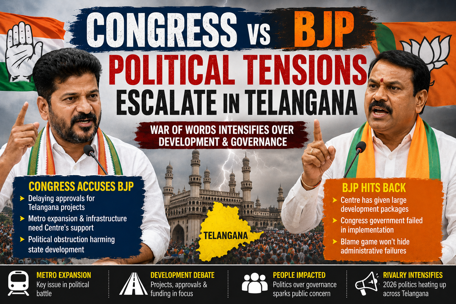 Congress vs BJP Political Tensions Escalate in Telangana