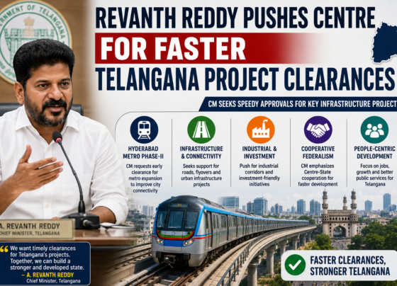 Telangana CM Revanth Reddy urges the Centre to speed up approvals for Metro expansion, infrastructure, and industrial projects to boost development and economic growth in the state.