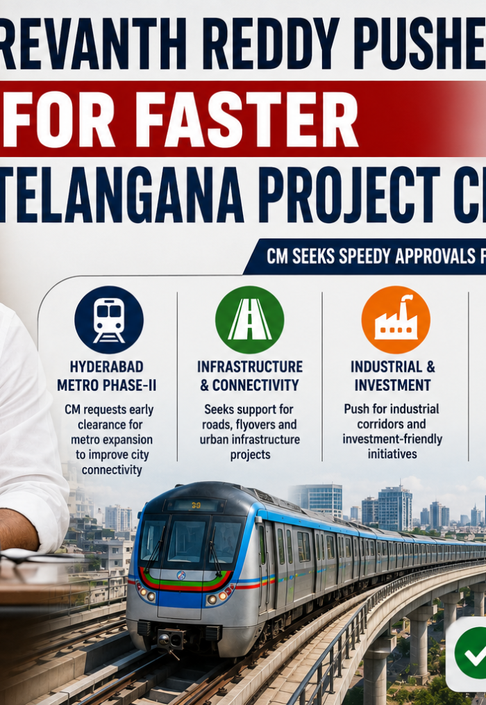 Telangana CM Revanth Reddy urges the Centre to speed up approvals for Metro expansion, infrastructure, and industrial projects to boost development and economic growth in the state.