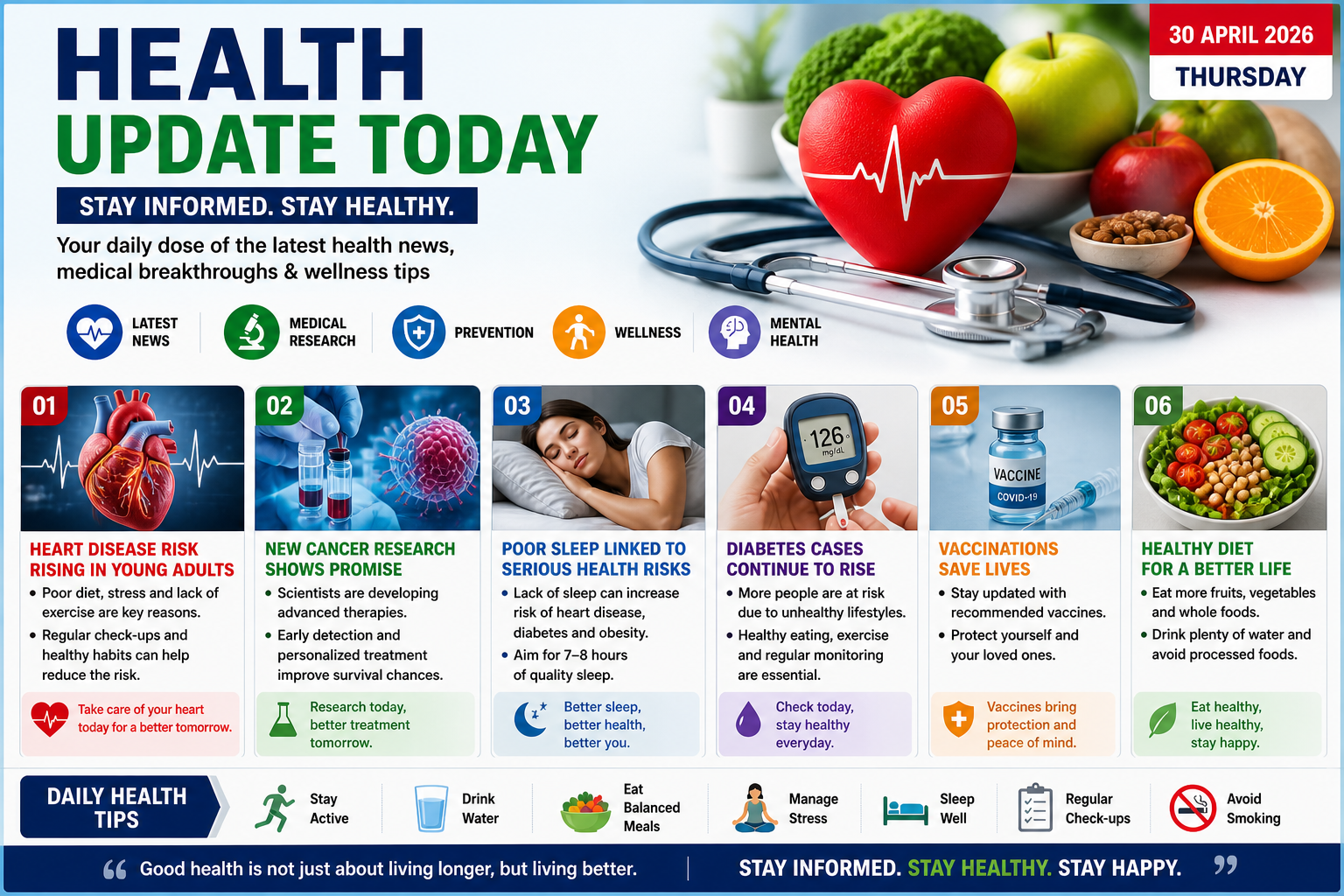 Title: Health Update Today: Heart Disease Warning, Cancer Research Breakthrough & Mental Wellness Tips