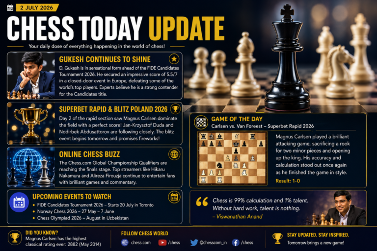 Chess Today Update: Carlsen’s Form Under Spotlight as Young Stars Continue to Rise