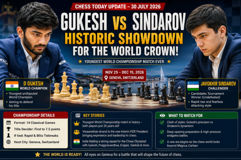 Gukesh vs Sindarov: Historic World Chess Championship Clash Confirmed for Geneva