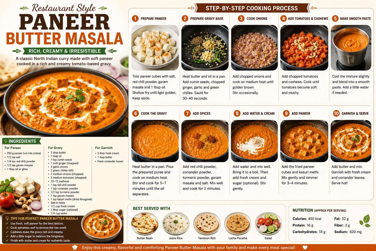 Restaurant-Style Paneer Butter Masala Recipe – A Creamy North Indian Delight