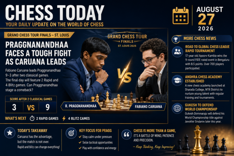 Praggnanandhaa Faces a Tough Fight as Caruana Leads the Grand Chess Tour Final