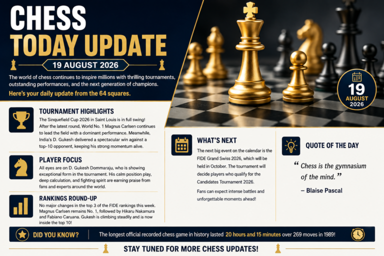 Chess Today Update: 19 August 2026 – Latest Results, Rising Stars & Major Tournament Action