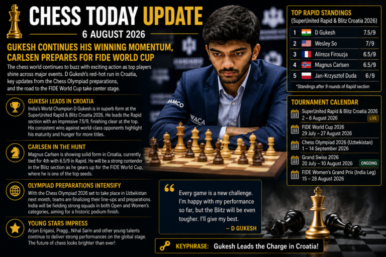Chess Today Update: Gukesh Extends Strong Form as Global Chess Action Intensifies