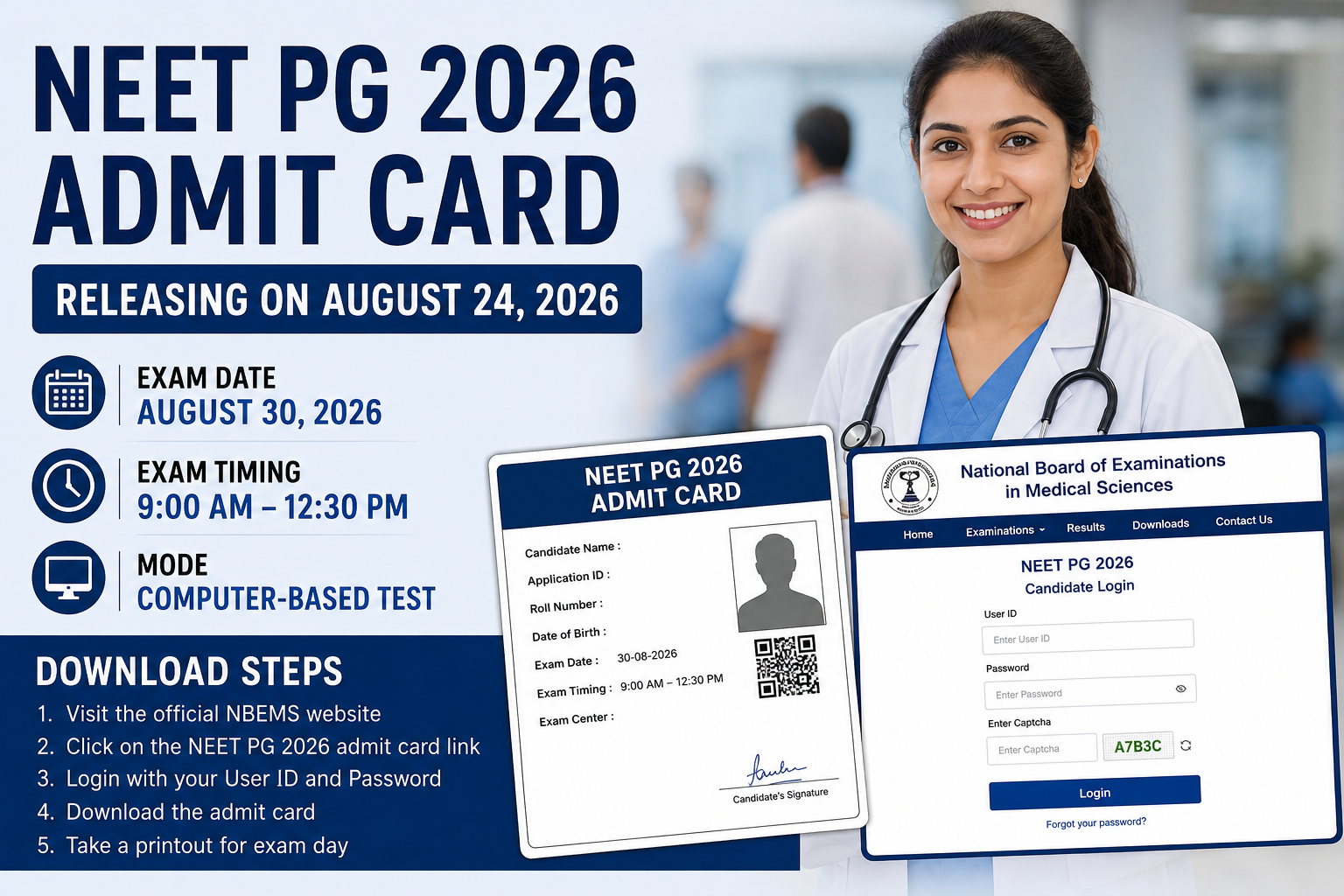NEET PG 2026 Admit Card Today: NBEMS Hall Ticket Download Steps, Exam Date and Important Guidelines
