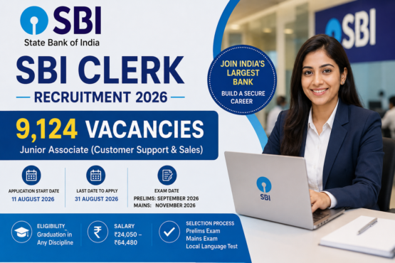 SBI Clerk Recruitment 2026: Apply Online for 9,124 Junior Associate Vacancies, Eligibility, Exam Pattern and Salary