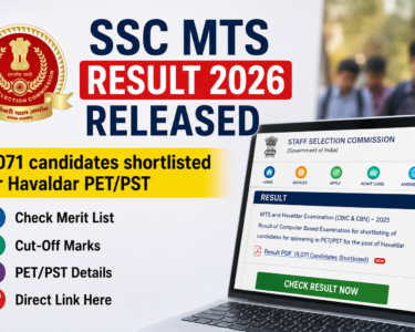 SSC MTS Result 2026 Released: 8,071 Candidates Shortlisted for Havaldar PET/PST, Check Merit List