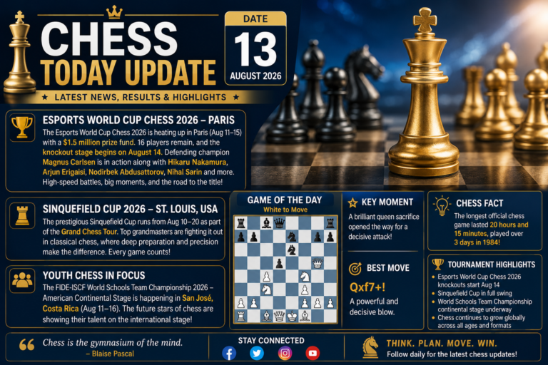 Chess Today Update: Esports World Cup Enters Crucial Stage as Global Chess Action Intensifies