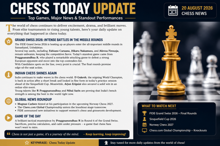 Chess Today Update: Praggnanandhaa Reaches Grand Chess Tour Final as Sinquefield Cup Enters Its Climax