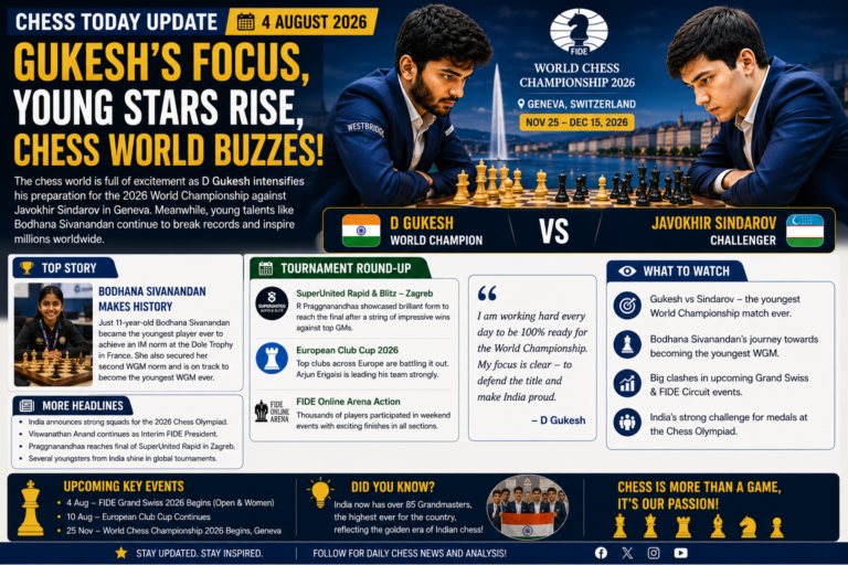 Chess Today Update: Gukesh Prepares for Geneva as World Championship Excitement Builds