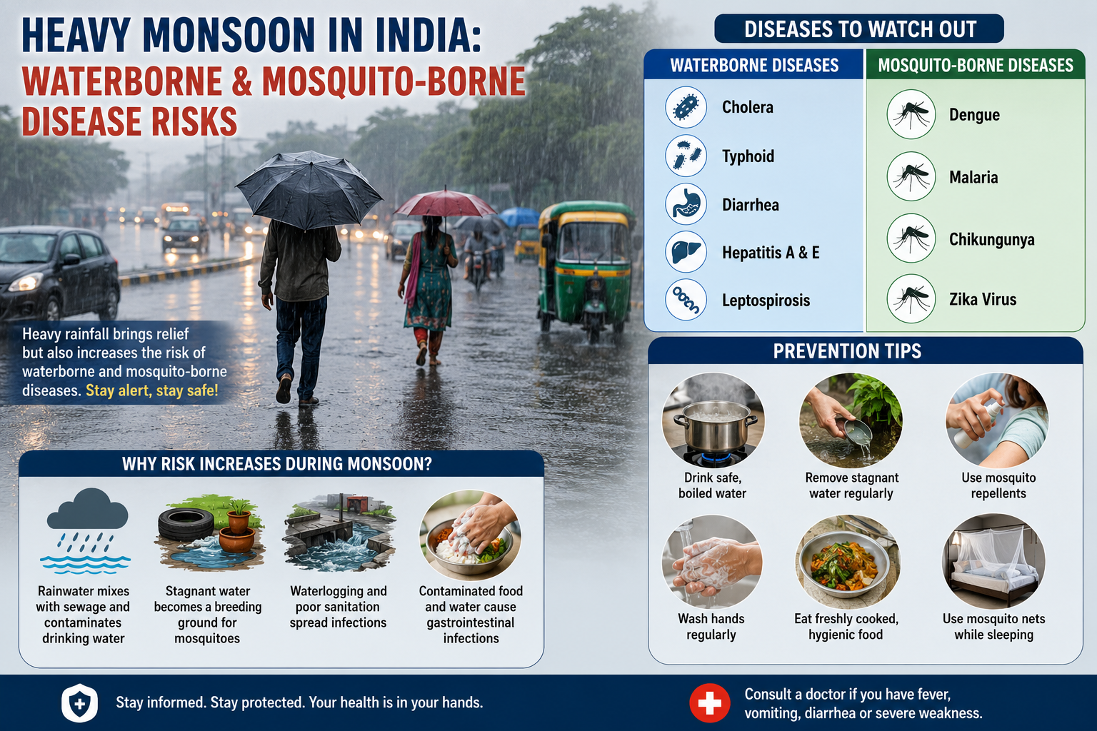 Heavy Monsoon in India: How Rainfall Can Increase the Risk of Waterborne and Mosquito-Borne Diseases