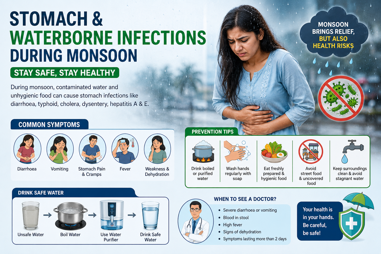 Stomach & Waterborne Infections During Monsoon: Causes, Symptoms and Prevention