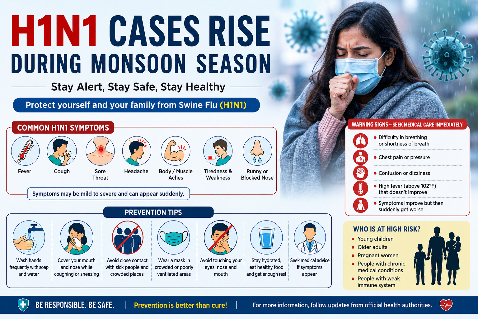 H1N1 Cases Rise in India During Monsoon: Symptoms, Prevention and Warning Signs