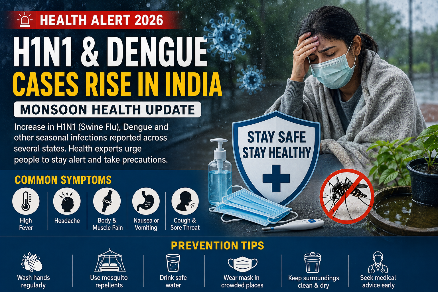 H1N1 and Dengue Cases Rise in India: Latest Monsoon Health Alert 2026