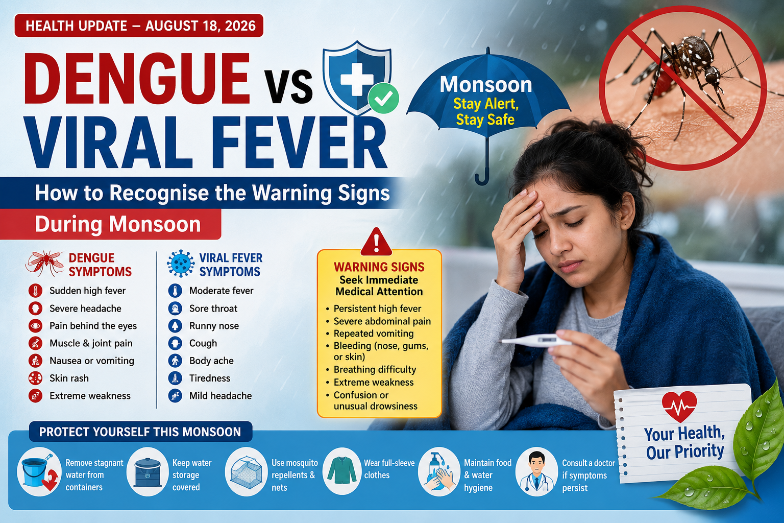Dengue vs Viral Fever: How to Recognise the Warning Signs During Monsoon 2026