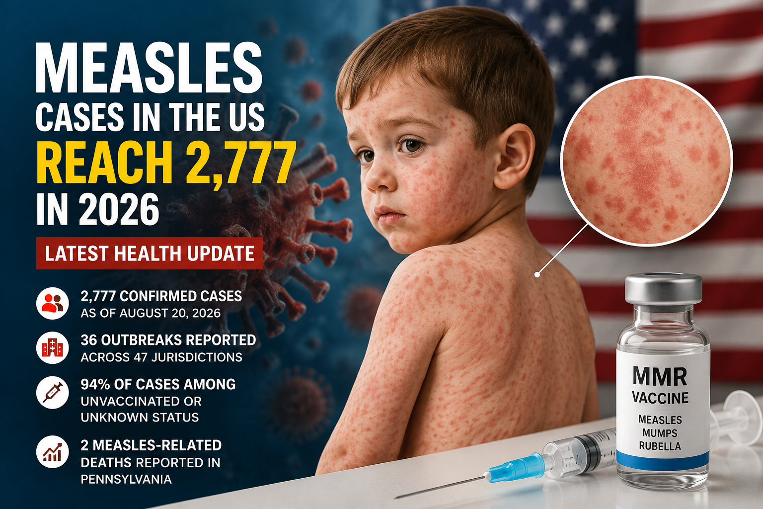 Measles Cases in the US Reach 2,777 in 2026: Symptoms, Causes, Prevention and What You Need to Know