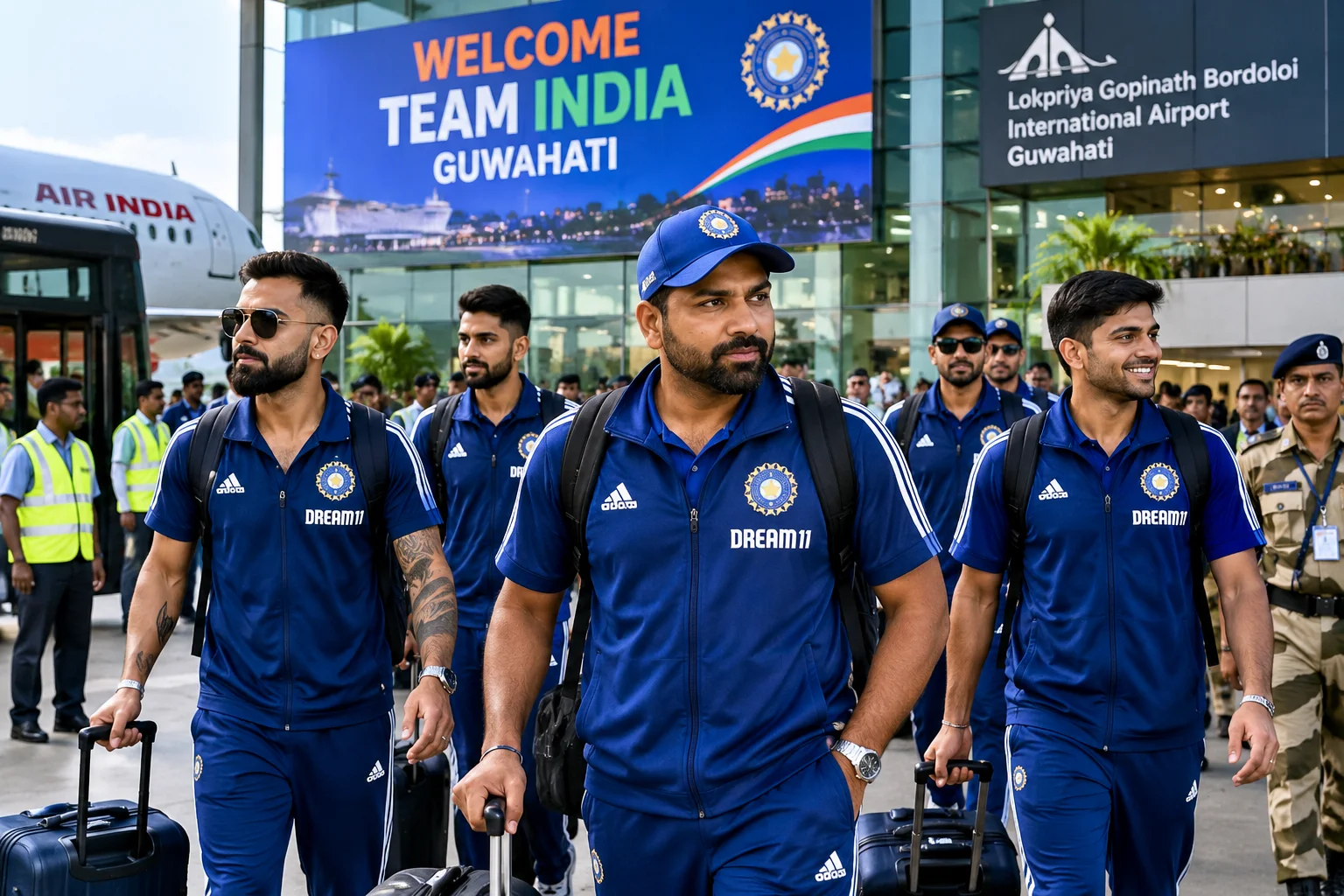 Team India Arrives in Guwahati for the Second ODI Against West Indies