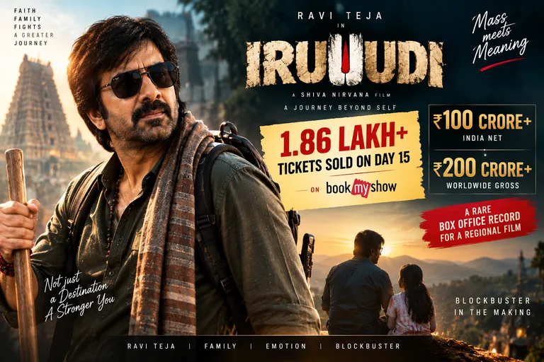 Irumudi Box Office Record: Ravi Teja Film Sells 1.86 Lakh Tickets on Day 15