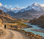 Rugged high-altitude road winding through the mountains of Asia and the Himalayas