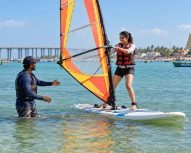 Beginners learning an adventure sport with an instructor in Tamil Nadu