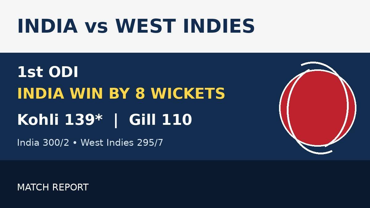 India vs West Indies: Kohli and Gill Shine as India Start ODI Series with a Big Win