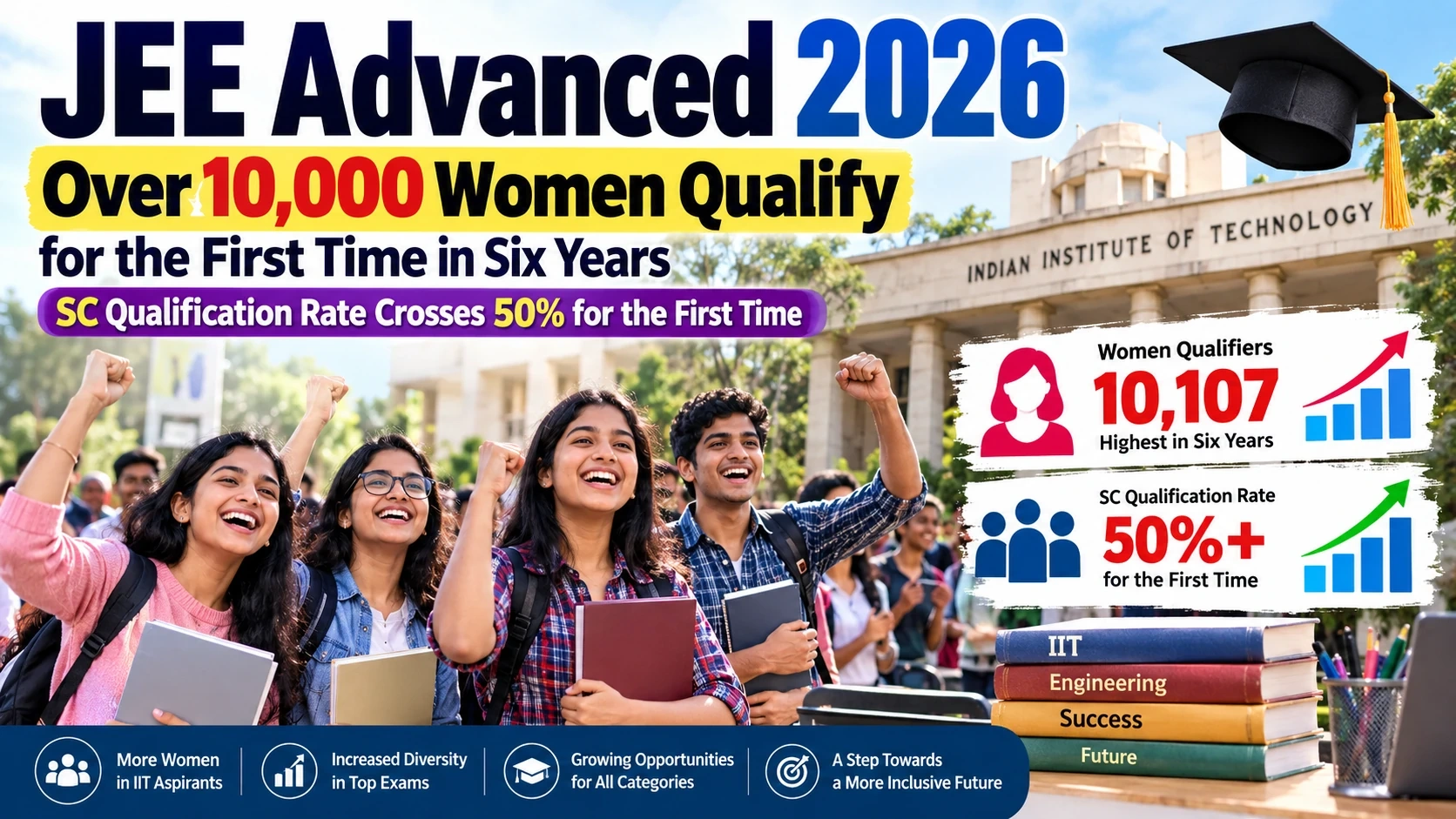 JEE Advanced 2026: Over 10,000 Women Qualify for the First Time in Six Years; SC Qualification Rate Crosses 50%