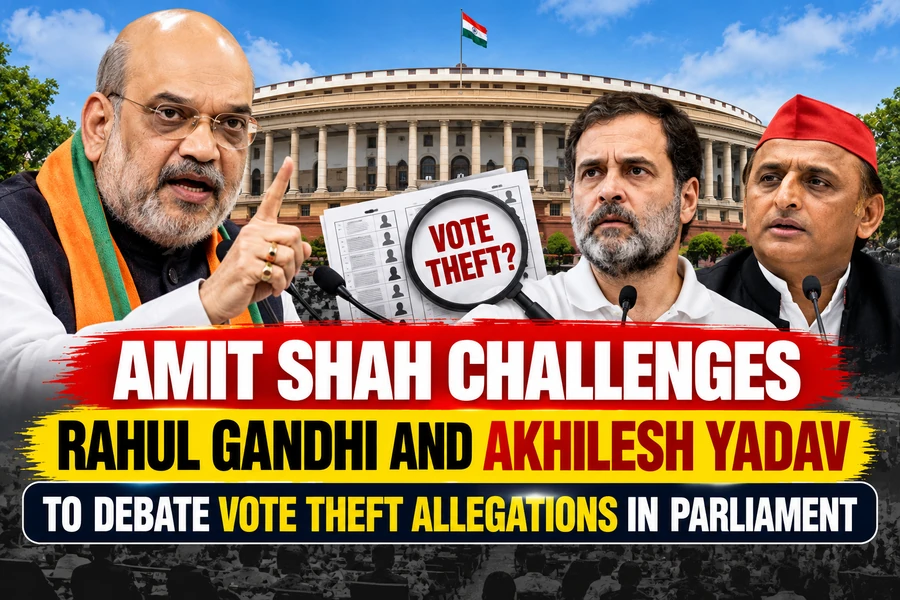 Amit Shah Challenges Rahul Gandhi and Akhilesh Yadav to Debate Vote Theft Allegations in Parliament