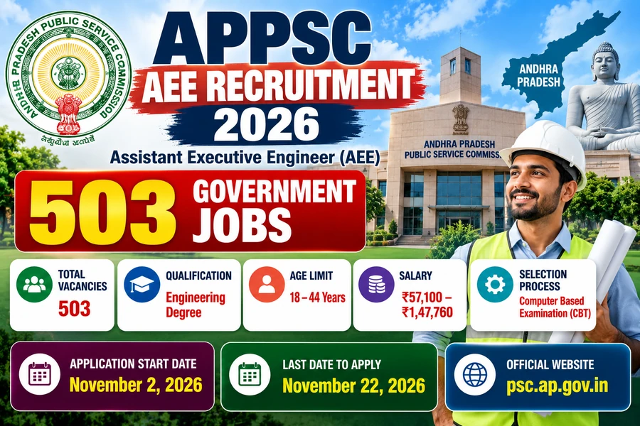 APPSC AEE Recruitment 2026: 503 Assistant Executive Engineer Vacancies – Apply Online from November 2