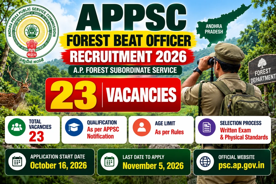 APPSC Forest Beat Officer Recruitment 2026: 23 Vacancies – Apply Before November 5
