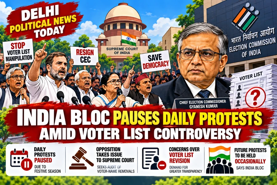 Delhi Political News Today: INDIA Bloc Pauses Daily Protests Amid Voter List Controversy